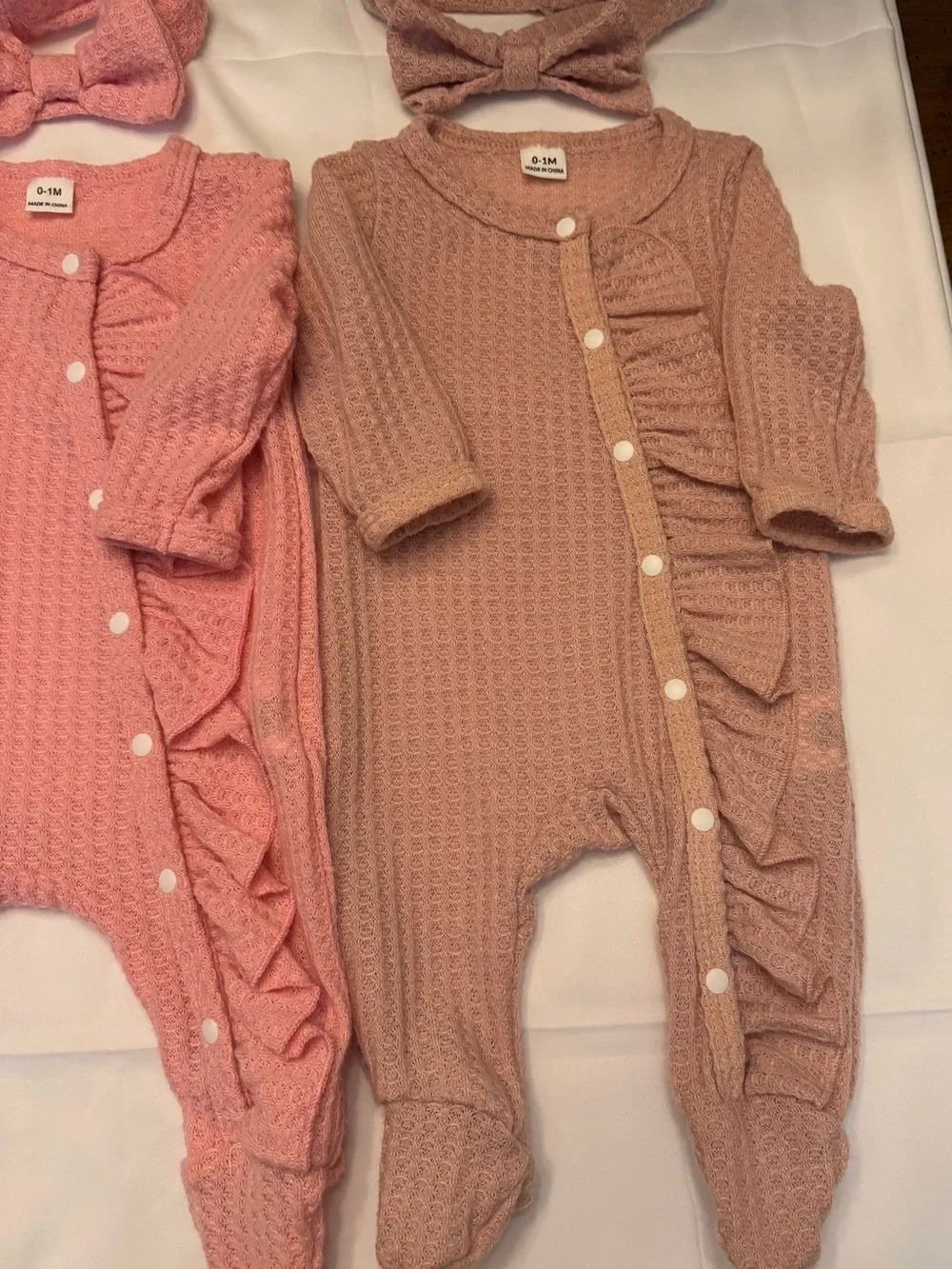 SHEIN set of 3 Baby Knit Ruffle One-Piece’s with matching headbands